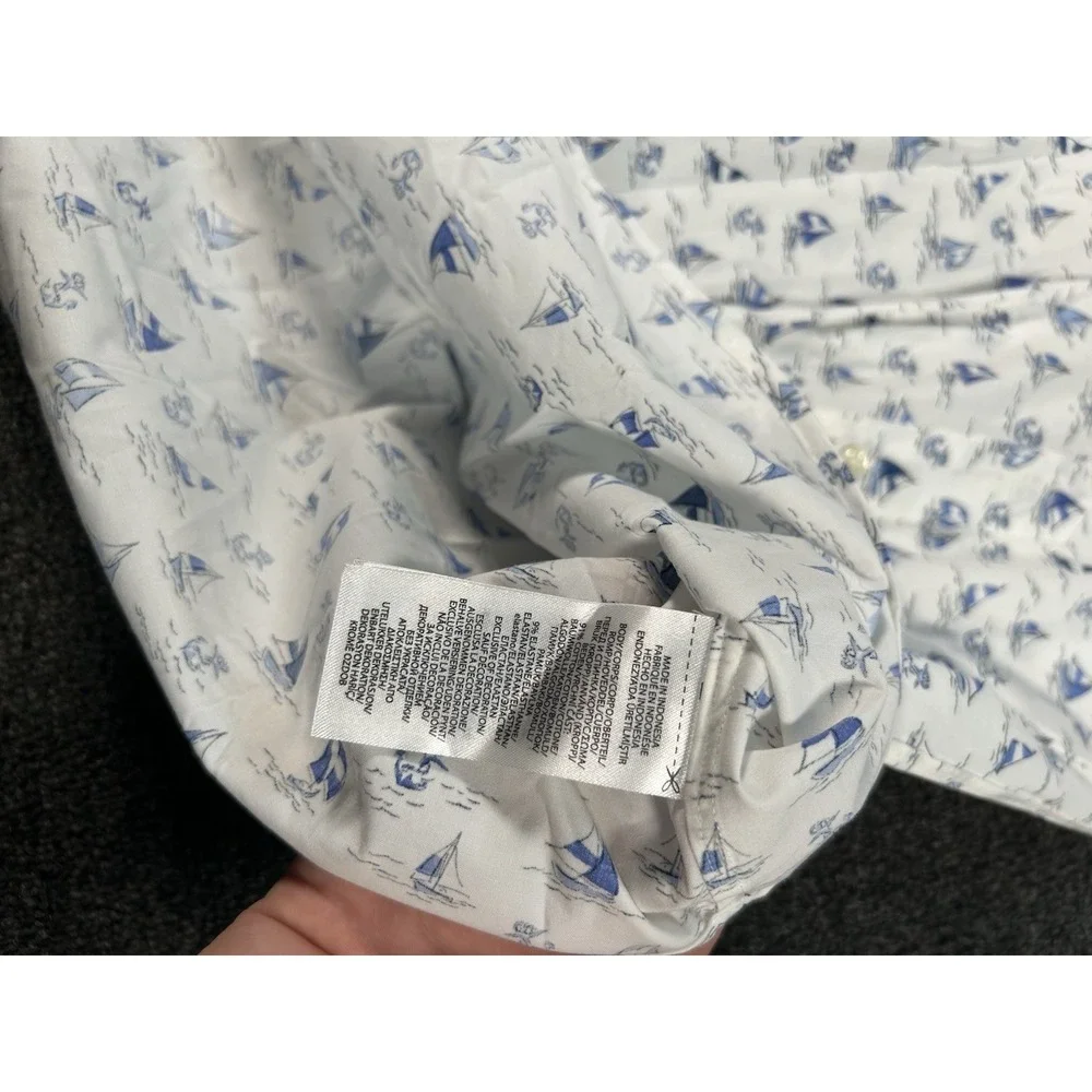 New Polo Ralph Lauren Shirt 3XLT White‎ Sailboat Print Nautical Preppy Stretch